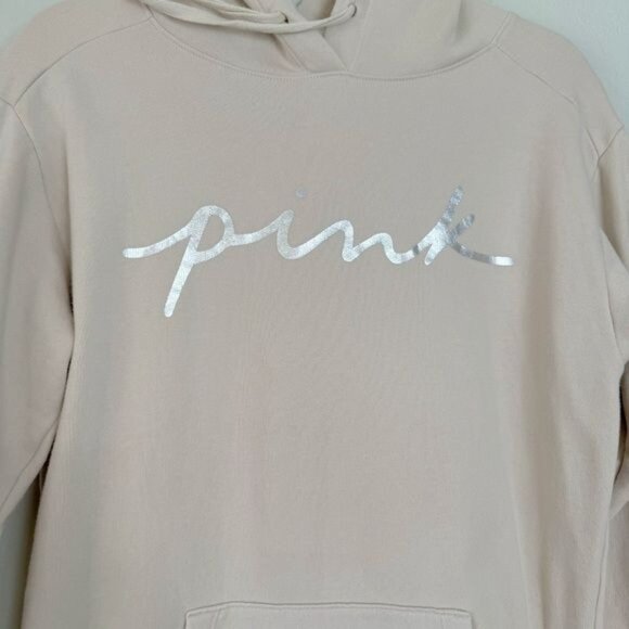 Victoria's Secret PINK beige hooded pullover sweatshirt hoodie XS - Picture 2 of 11